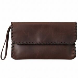 Handmade Brown Leather Clutch - Unisex